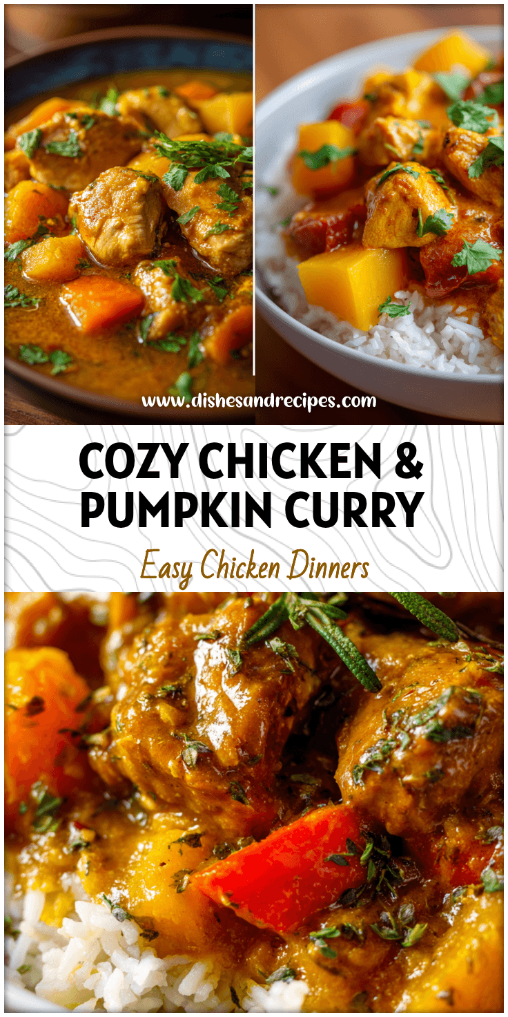 Bowl of Chicken & Pumpkin Curry with fall spices and herbs served as a warming gluten free crockpot dinner